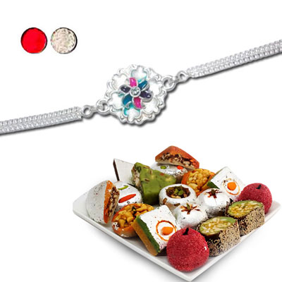"Rakhi - SIL-6200 A (Single Rakhi), 500gms Kaju Assorted Sweets - Click here to View more details about this Product